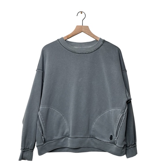 FP Movement Free People Solid Metti Crew Oversized Distressed - Picture 2 of 12